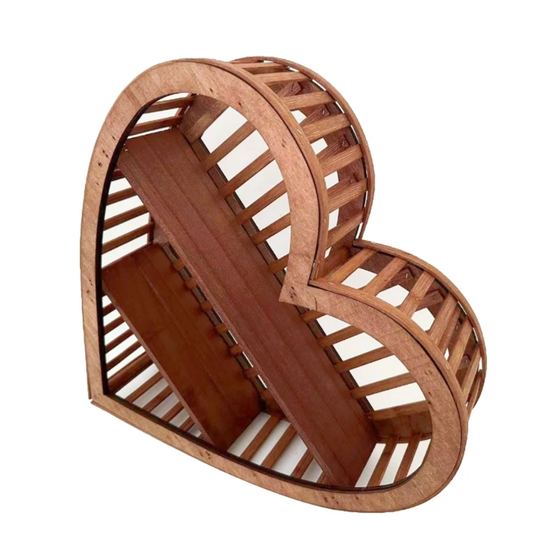 Държач за кръгла рафтове във формата на сърце с Дървени Окачени Плаващи рафтове За съхранение на домашен интериор етажерка за хол Кухня B03E