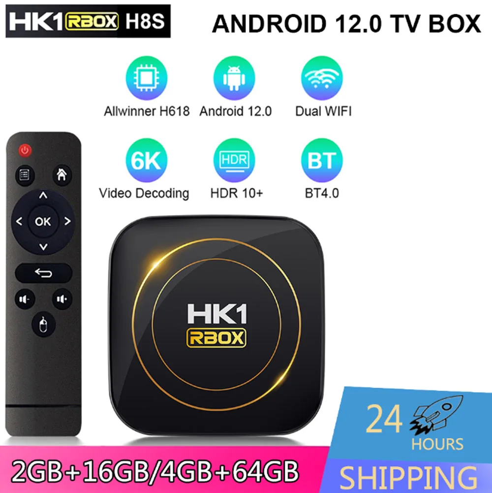 HK1 RBOX H8S Smart TV BOX Allwinner H618 4G & 5G Двойна WiFi BT4.0 Android 12,0 Безплатна доставка 6K HDR10 + 100M Ethernet Google Player