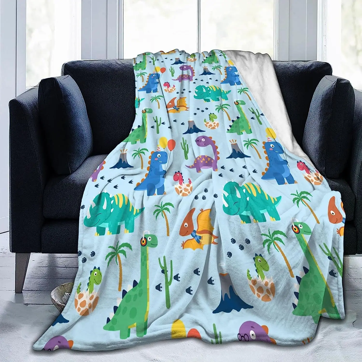 Уважаеми Одеяло с динозавром, Лесно Плюшевое Покривки за легла, Подходящи за разтегателни дивана и подаръци за семейството на 60 