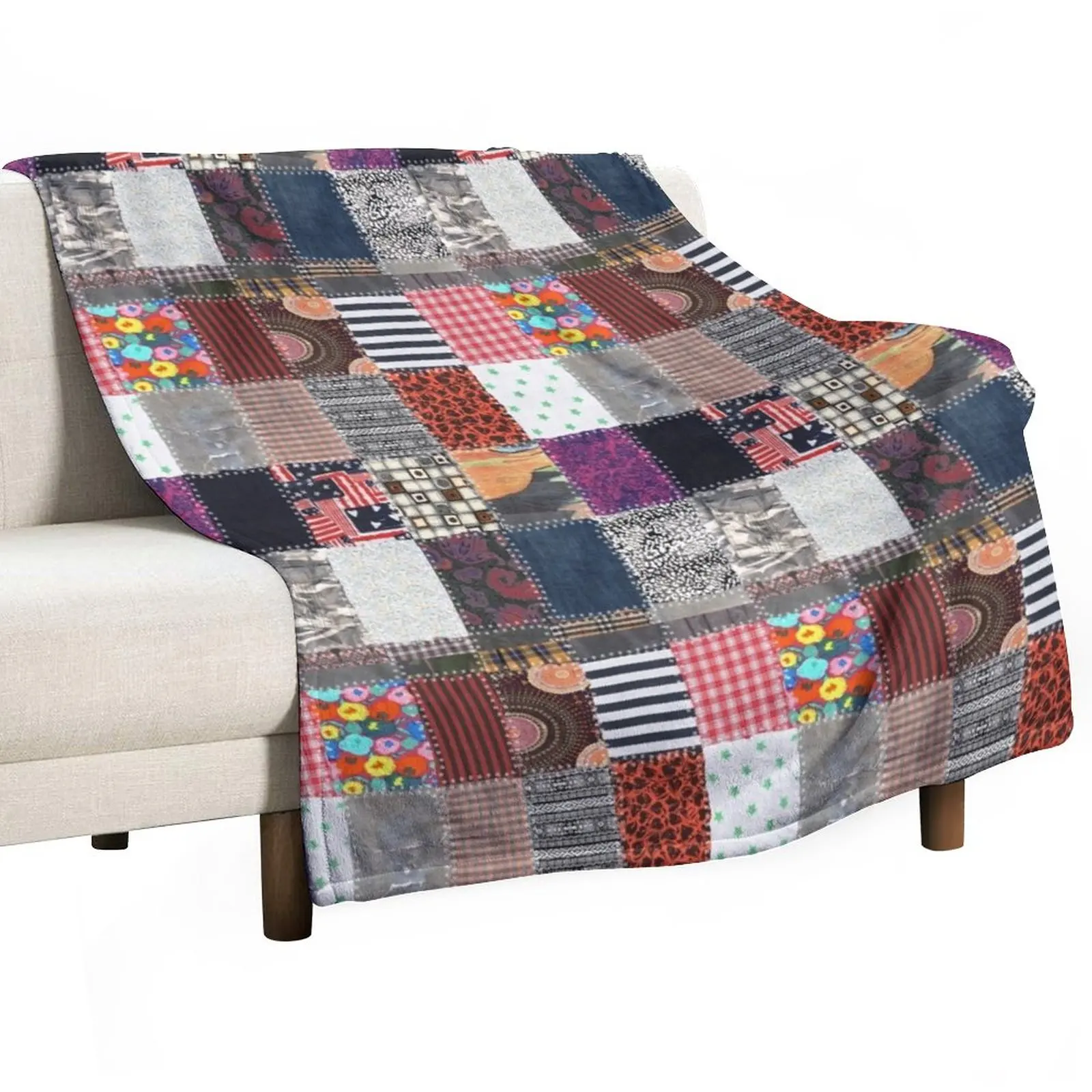 Мозайка плат каре голямо одеяло на дивана