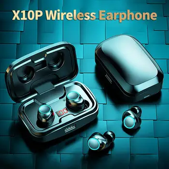 1 Чифт Безжични слушалки X10P с микрофон LED дигитален дисплей Докосване на пръстови отпечатъци Стабилна връзка Отлична изработка Не