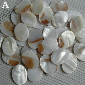 20 бр, натурален декоративен материал, елипса, заготовки от бели перли във формата на раковини