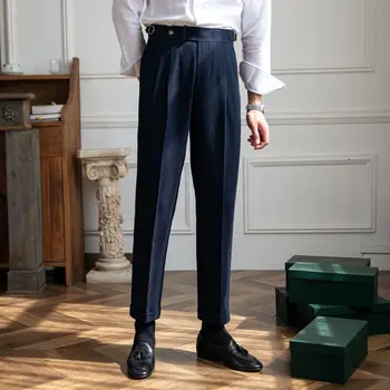 2023 Висококачествени Костюмные Панталони Мъжки Официални Бизнес Офис Празнични панталони Slim Fit Ежедневни сватбени панталони с копчета P35