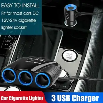 3 Начина Автомобилни Запалки Сплитер Плейър, Смартфон USB зарядно устройство Адаптер