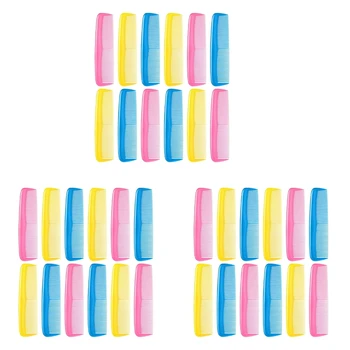 36 бр., набор от разноцветни гребените за коса за деца, жени, мъже, цветни пластмасов гребен за фино шалове (розово, жълто, синьо)