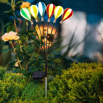 6LED Слънчеви Градински Фенери, Раскачивающиеся от вятър, Слънчева светлина в балон с горещ въздух, Слънчеви Раскачивающиеся Светлини IP65, Водоустойчив Слънчева светлина-Светулките