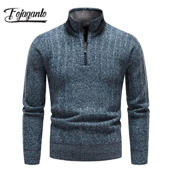 FOJAGANTO 2023 Улицата Случайни пуловер за мъжете От чист памук, Топъл пуловер с шал яка подпора, Висококачествен Дизайн на Горещ Пуловер за мъже