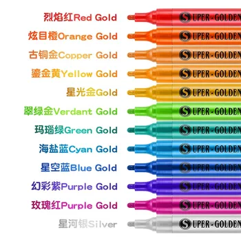 GuangNa Набор от метални маркери химикалки 12 цвята, 0,7 мм/2.3 мм Акрил ротационные постоянни Водоустойчиви маркери за графити, писалка за Рисуване, Sup