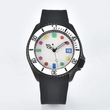 SKX 007 потребителски лого NH35 41 мм корпус свеж дъгата циферблат сапфир кристал механичен мъжки часовник