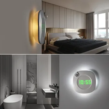 USB Модерните Стенни Часовници PIR Датчик за Движение Лампа, За да се Учат лека нощ 360 Градуса Цифров Часовник Time Clock Магнит За Баня Тоалетна Лампа
