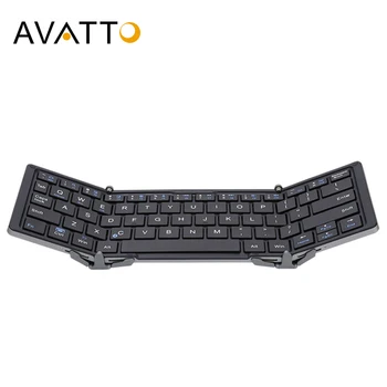 Алуминиев корпус AVATTO, преносима сгъваема клавиатура Bluetooth, сгъваема безжична мини клавиатура за таблет за IOS/Android/Windows Phone