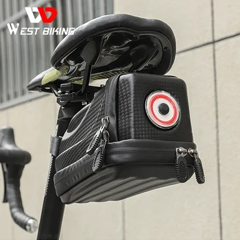 Водоустойчив седельная чанта WEST BIKING със задно фенер, чанти за колоездене под наем, въглен, Здрава опаковка, Лек велосипед МТВ