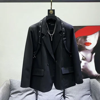 Годишният Висококачествен Елегантен Мъжки ежедневни сако, палто 2023, Оригинален дизайн, украсен с каишка, Якета за костюми Tide 21F2255
