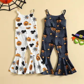 Гореща разпродажба, RTS, детска есента една част дрехи, боди на спагети презрамки за малки момичета, детски тела на Хелоуин