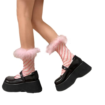 Дамски чорапи до щиколоток с пера чорапи с волани и рюшами, чорапи в стил Лолита 