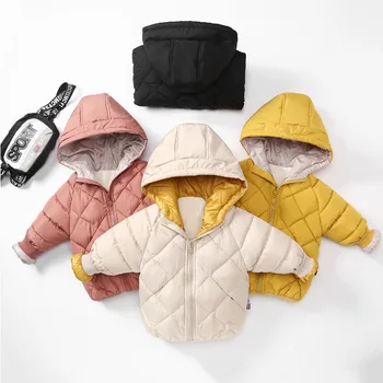 Детски якета Зимни дебели кадифени якета за деца, връхни дрехи, палта за момичета и момчета, якета за утином топола за деца, детски дрехи 2-8 години