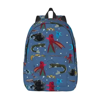 Дълбоководни същества, Женски Малка раница За момчета и момичета, чанта за книги, Водоустойчива чанта на рамото, Лаптоп раница за лаптоп, училищна чанта за студенти