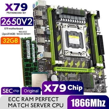 Дънна платка Atermiter X79 с процесор XEON E5 2650 V2 2 * 16 GB = 32 GB DDR3 1866 Mhz REG ECC RAM Сървър памет Комбиниран комплект SATA 3,0