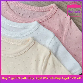 Комплект домашни дрехи от лек памук с къс ръкав за бебета и малки деца, летен мъжки и женски основен комплект детски дрехи с климатик