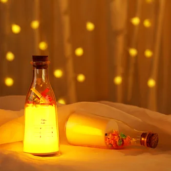 Креативен нощна светлина в бутилка с пожелания, Топло/Цветна рассеивающая лампа, USB таймер за зареждане, Съобщение 