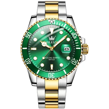 Марка OLEVS 5885 Модерен Бизнес мъжки ръчен часовник с каишка от неръждаема стомана, кварцов механизъм Водоустойчив аналогов часовник за мъже
