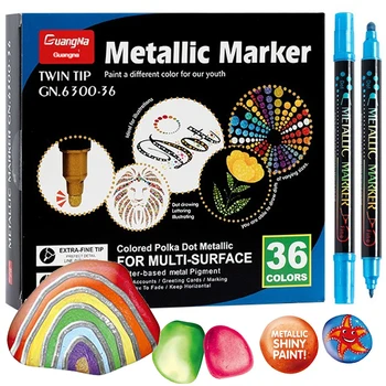 Метална боя-маркер 36 цвята Дръжка за рисуване Акрилни маркер Перманентен художествен маркер с две топчета Акрилни маркер за всички повърхности
