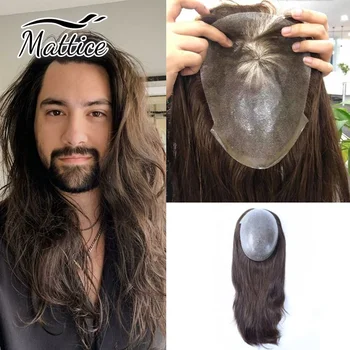 Мъжка Перука 14-16 инча, 0,1 мм, Дълги коси на Мъжка перука, Натурална линия на растеж на косата, Мъжки Перуки, Пълна с кожа, Мъжки Космения Капилярна протеза