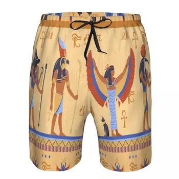 Мъжки плажни Къси шорти за плуване, Египетски Божества В древен барельефе, Шорти за сърф, Спортна дъска, Бански костюми