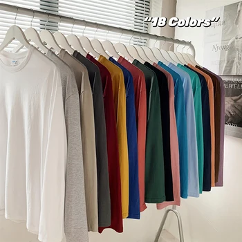Мъжки ризи с дълги ръкави от 100% памук, пролет-есен, нова однотонная тениска Basci, мъжки тениски, 18 цвята, мъжки блузи