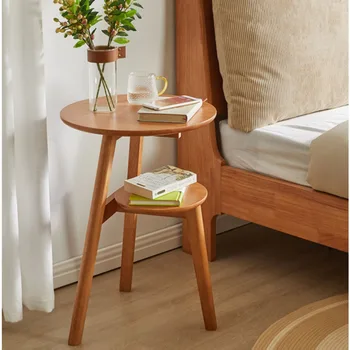 На масата в хола, маса за кафе в скандинавски стил, Тава за мека мебел от естествено масивно дърво, 2-слойная структура, малка странична масичка, мультисцена, подходящ за