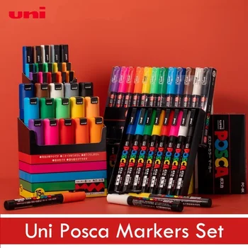 Нов Набор от Uni Posca PC-1M Акрилни маркер Plumones Colores Графити, Живопис САМ Писалка за рисуване Плакат Изкуството е Подарък За рождения Ден на Децата
