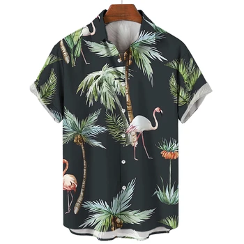 Нова Хавайска риза За мъжете, Почивки, тениска с къс ръкав, Мъжки риза с копчета, Модни и Ежедневни мъжки дрехи, Блузи, блуза