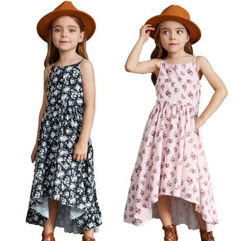 Нови летни шифоновые рокля с цветен модел за момичета, Детски Елегантна празнична рокля на Принцеса, Детски дрехи на 3-14 години