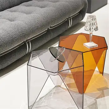 Скандинавски домакински прозрачна акрилна масичка за кафе, кристална творчески масичка за всекидневната, лесен балконный hexagonal маса