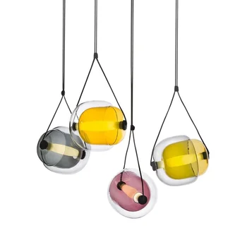 Скандинавски многоцветен стъклен led окачен лампа, съвременната мода, Чешки Капсули дизайн, Ресторант, Окачена лампа за кухня, Бар, осветителни Тела за спалнята