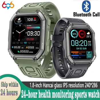 Смарт часовници Мъжки 1,8-инчов IPS HD Улични спортни GPS-песни Предизвикателство Син Зъб Умен часовник Възпроизвеждане на музика Хронометър, времето на наблюдение на сърдечната честота, здраве