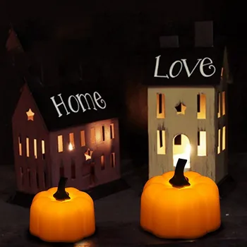 Хелоуин Моделиране Тиква Светлина Електронна Свещ Творчески Малко Чай Восък Коледна Украса за Дома Малка Свещ L5